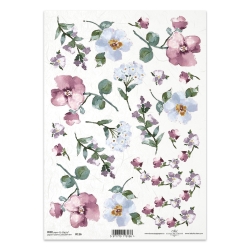 Papier ryżowy ITD A4 R0116, akwarelowe kwiatki